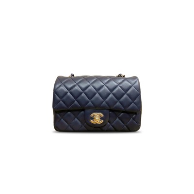 CHANEL MINI CLASSIC 20 IN SHEEPSKIN LEATHER WITH GOLD BUCKLE  (20*12*7cm)